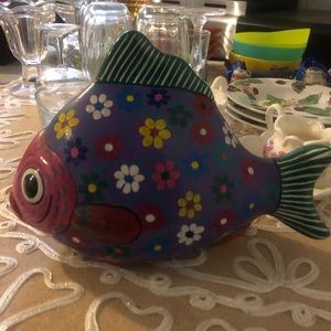 Ceramic Multicolored Puffer Fish Decor